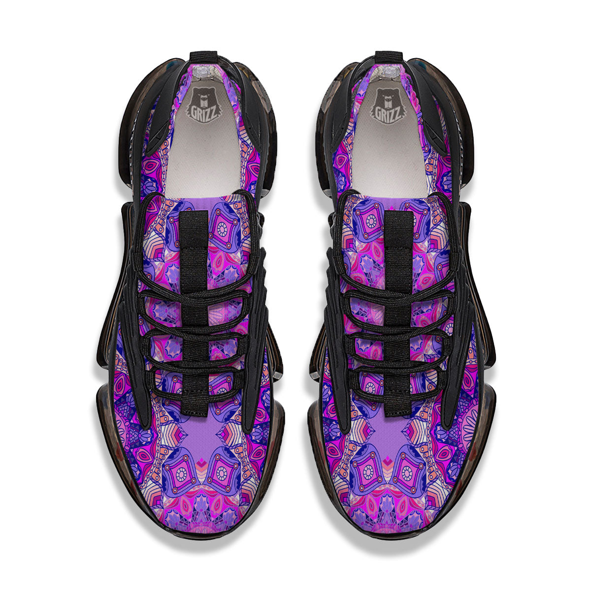 Circle Mandala Purple Print Black Gym Shoes-grizzshop
