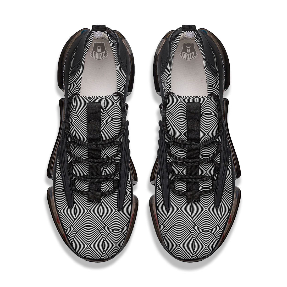 Circle Psychedelic Print Pattern Black Gym Shoes-grizzshop