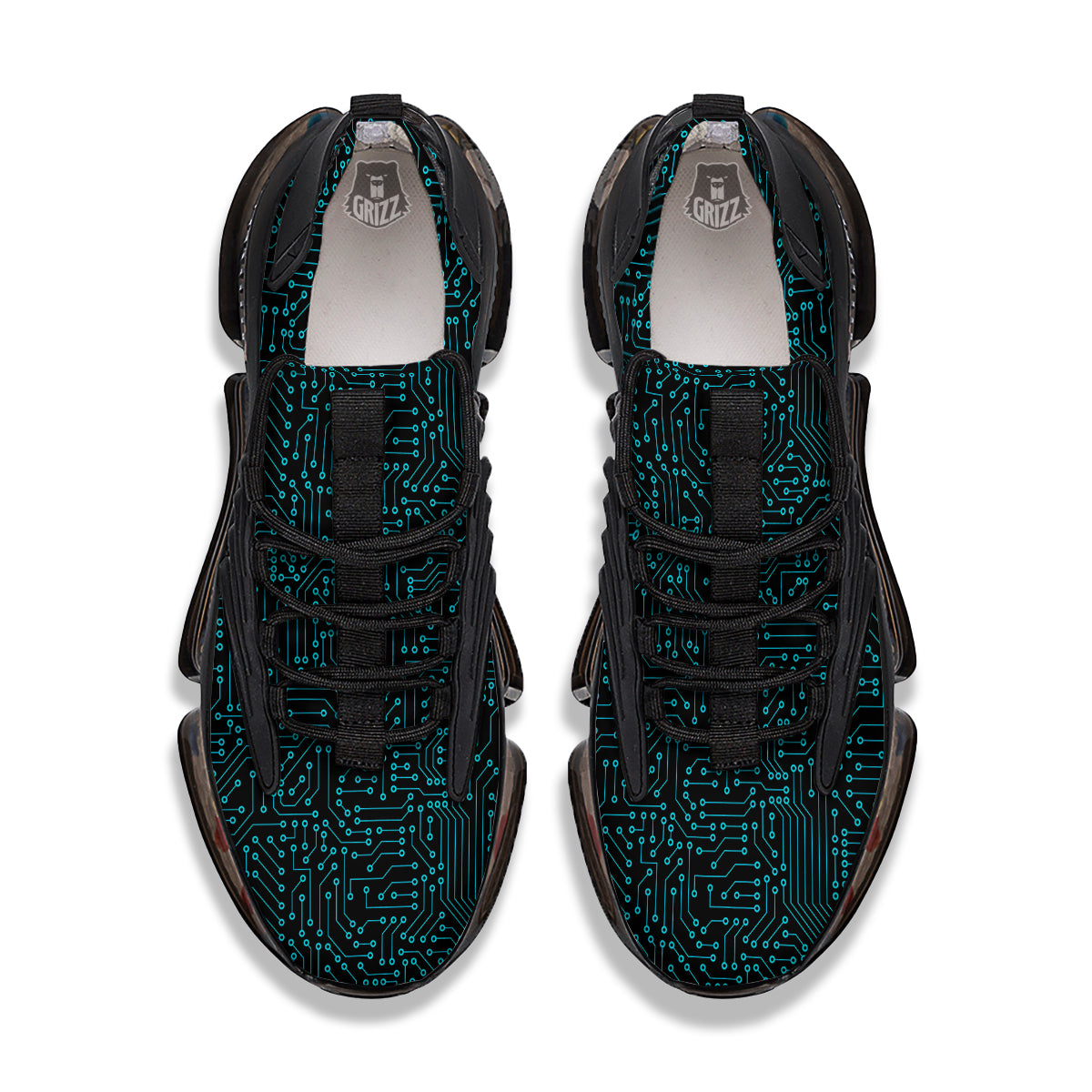 Circuit Black Blue Print Pattern Black Gym Shoes-grizzshop