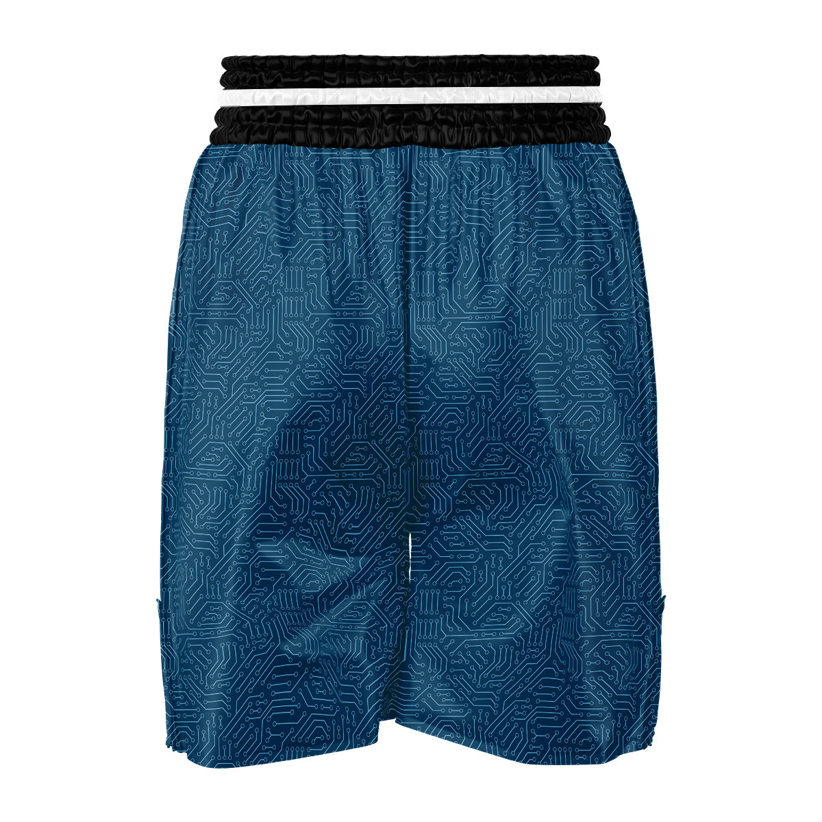 Circuit Blue Print Pattern Boxing Shorts-grizzshop