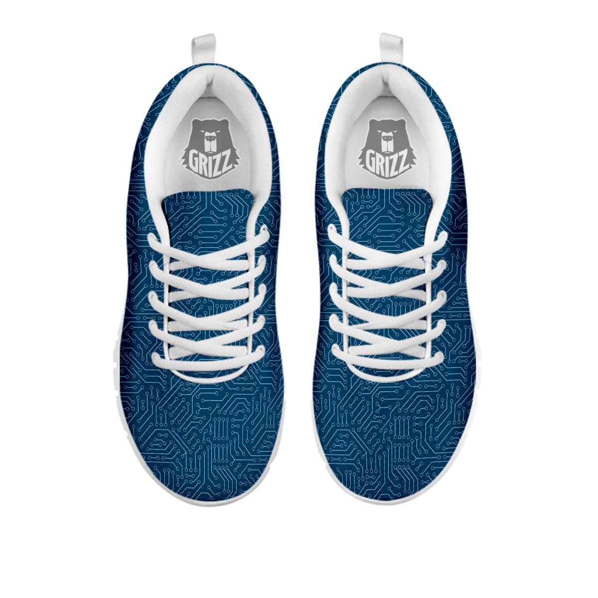 Circuit Blue Print Pattern White Sneaker-grizzshop