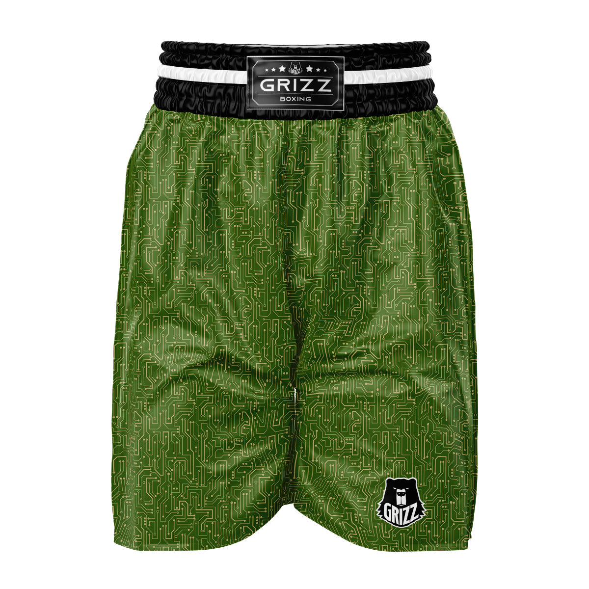 Circuit Green Print Pattern Boxing Shorts-grizzshop