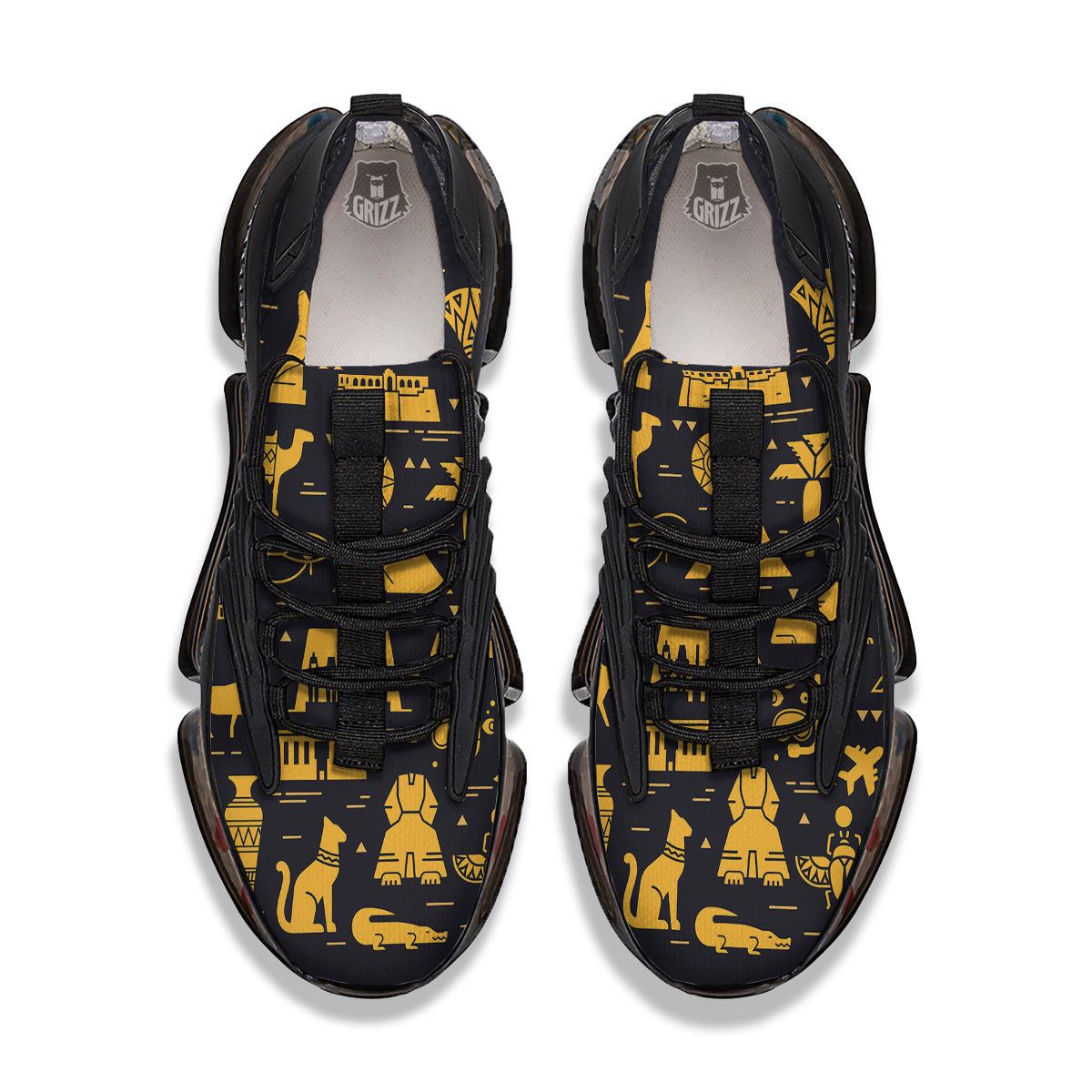 Circular Symbols Of Egypt Print Black Gym Shoes-grizzshop