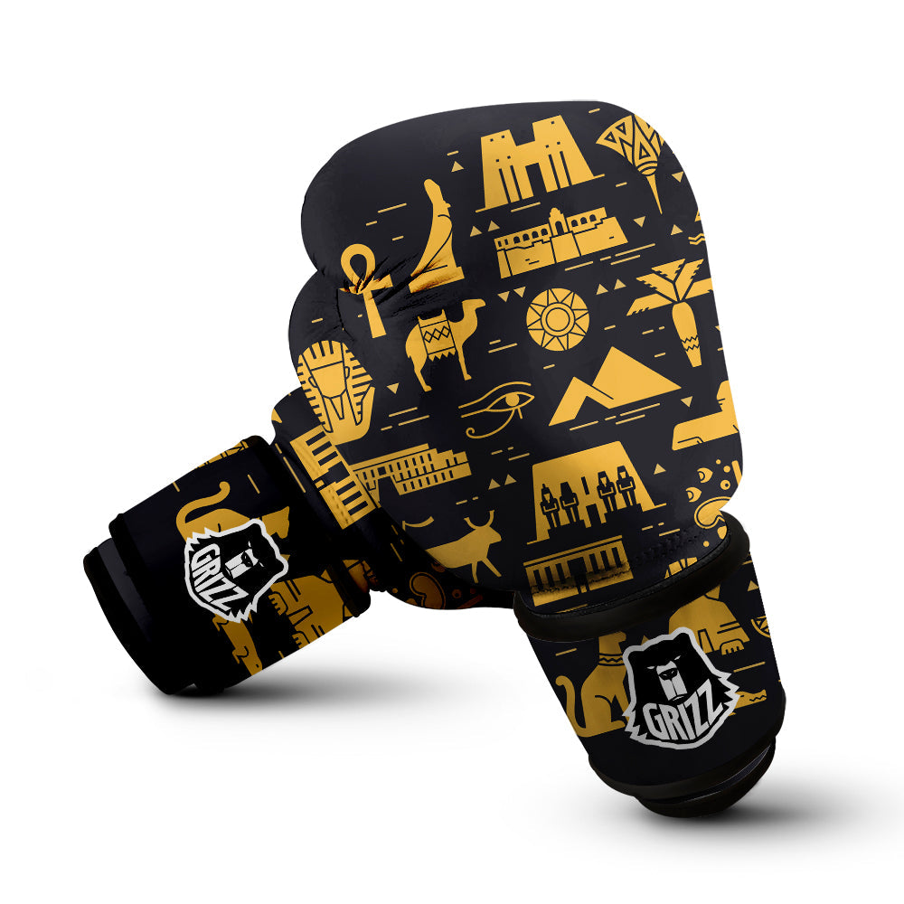 Circular Symbols Of Egypt Print Boxing Gloves-grizzshop