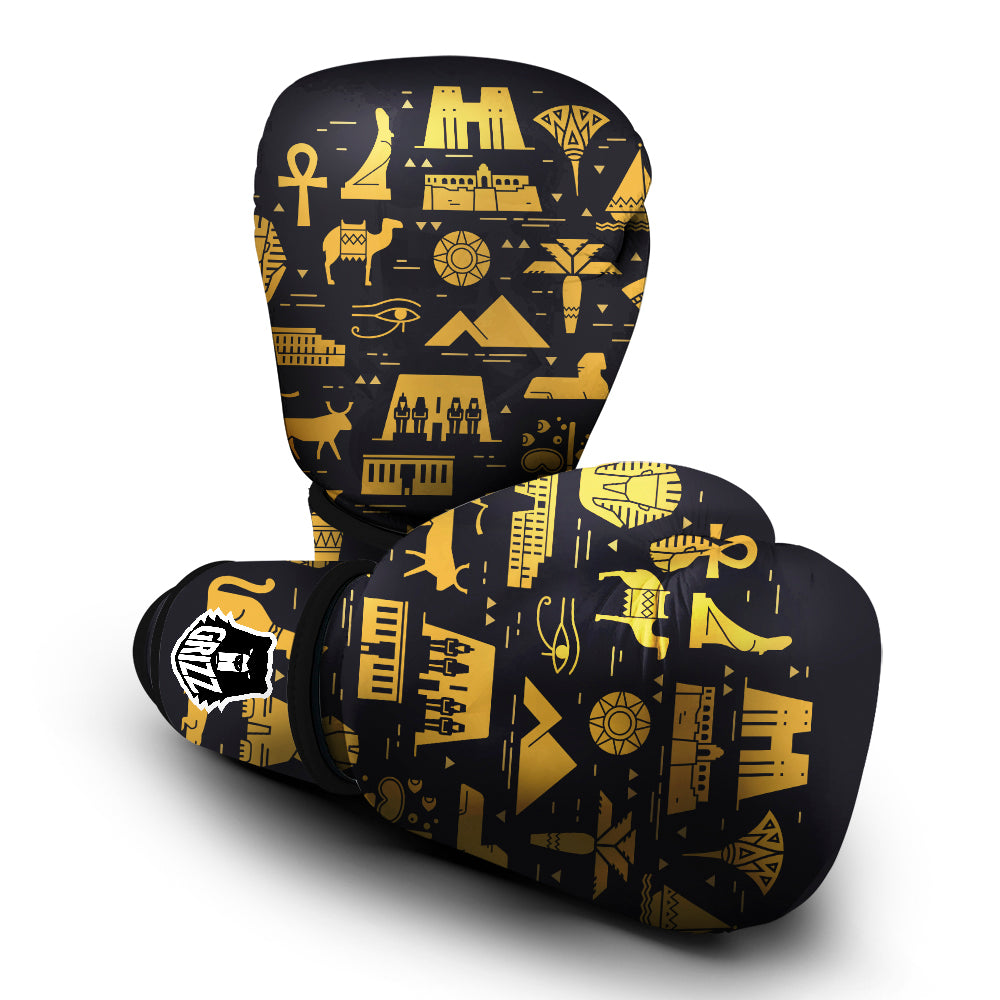 Circular Symbols Of Egypt Print Boxing Gloves-grizzshop
