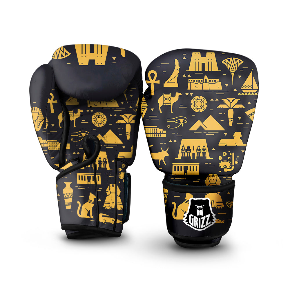 Circular Symbols Of Egypt Print Boxing Gloves-grizzshop