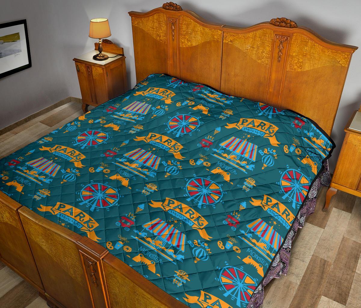 Circus Amusement Park Pattern Print Quilt-grizzshop