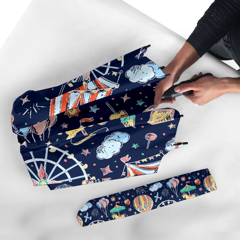 Circus Dream Pattern Print Automatic Foldable Umbrella-grizzshop