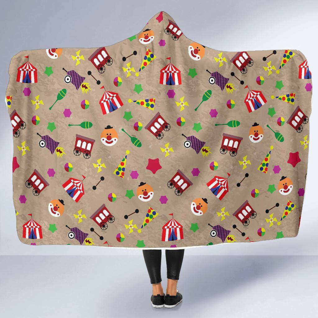 Circus Pattern Print Hooded Blanket-grizzshop