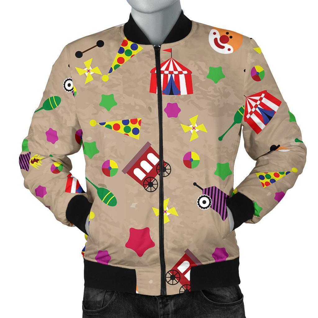 Circus Pattern Print Men's Bomber Jacket-grizzshop