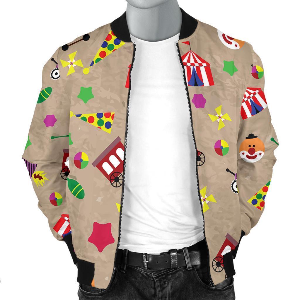 Circus Pattern Print Men's Bomber Jacket-grizzshop
