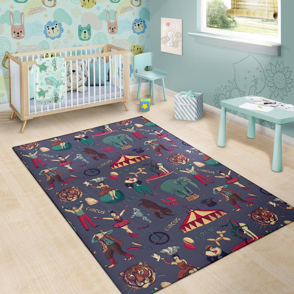 Circus Print Pattern Floor Mat-grizzshop