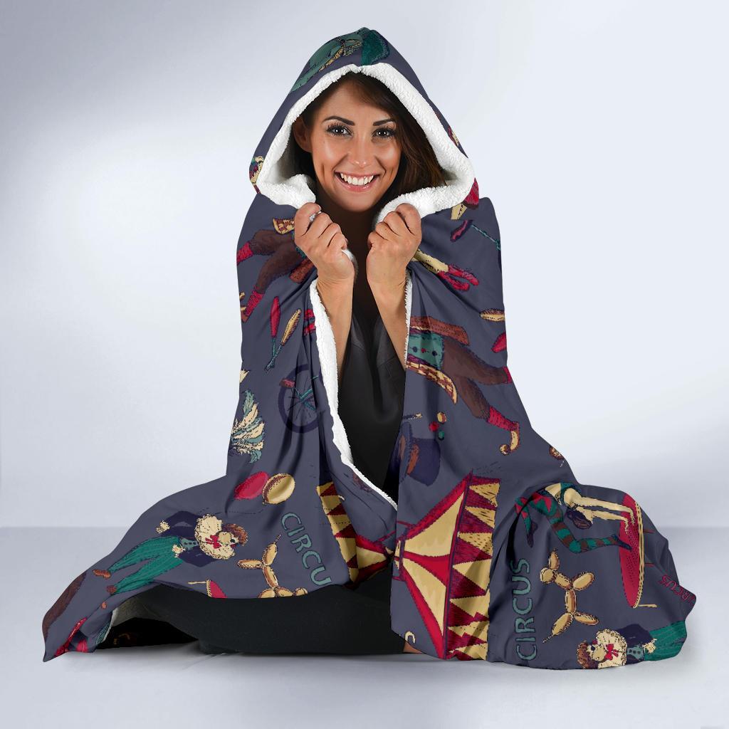 Circus Print Pattern Hooded Blanket-grizzshop