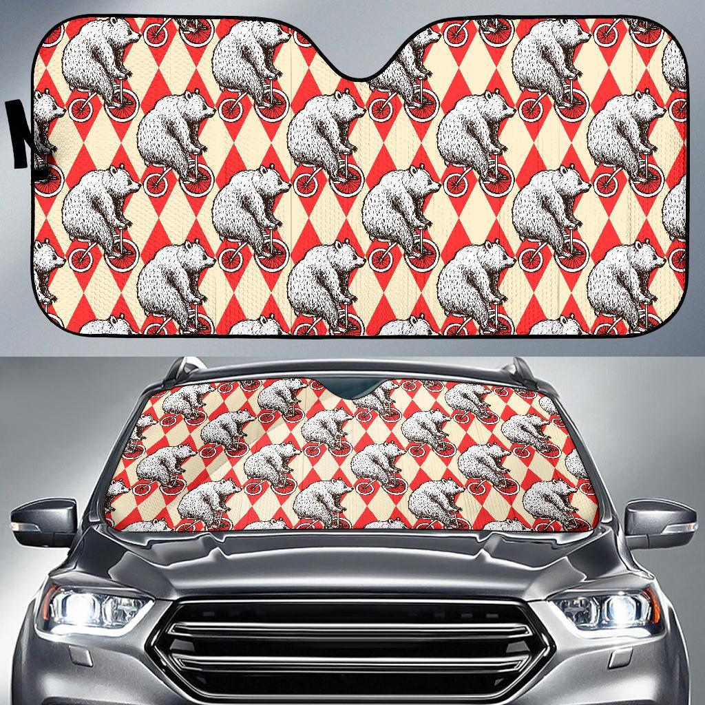 Circus Teddy Bear Pattern Print Car Sun Shade-grizzshop