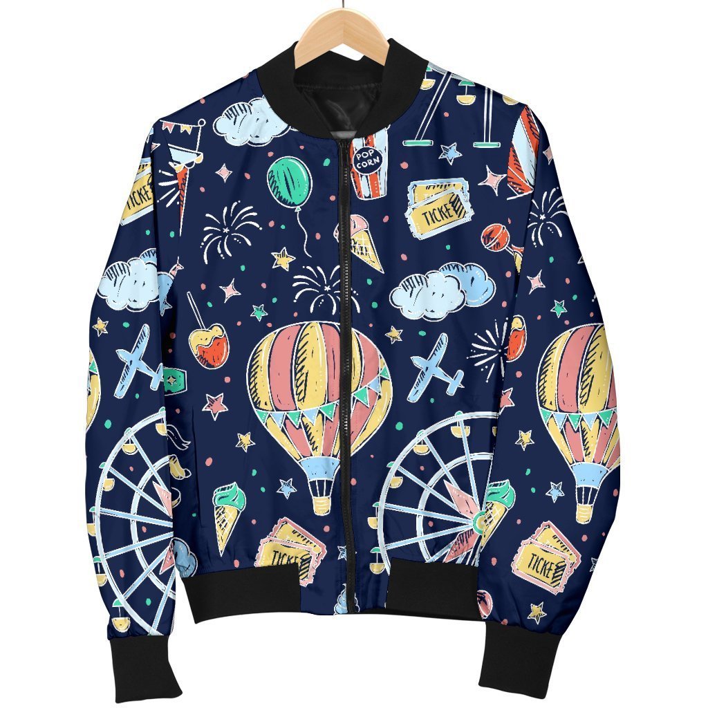 Circus Dream Pattern Print Women Casual Bomber Jacket-grizzshop