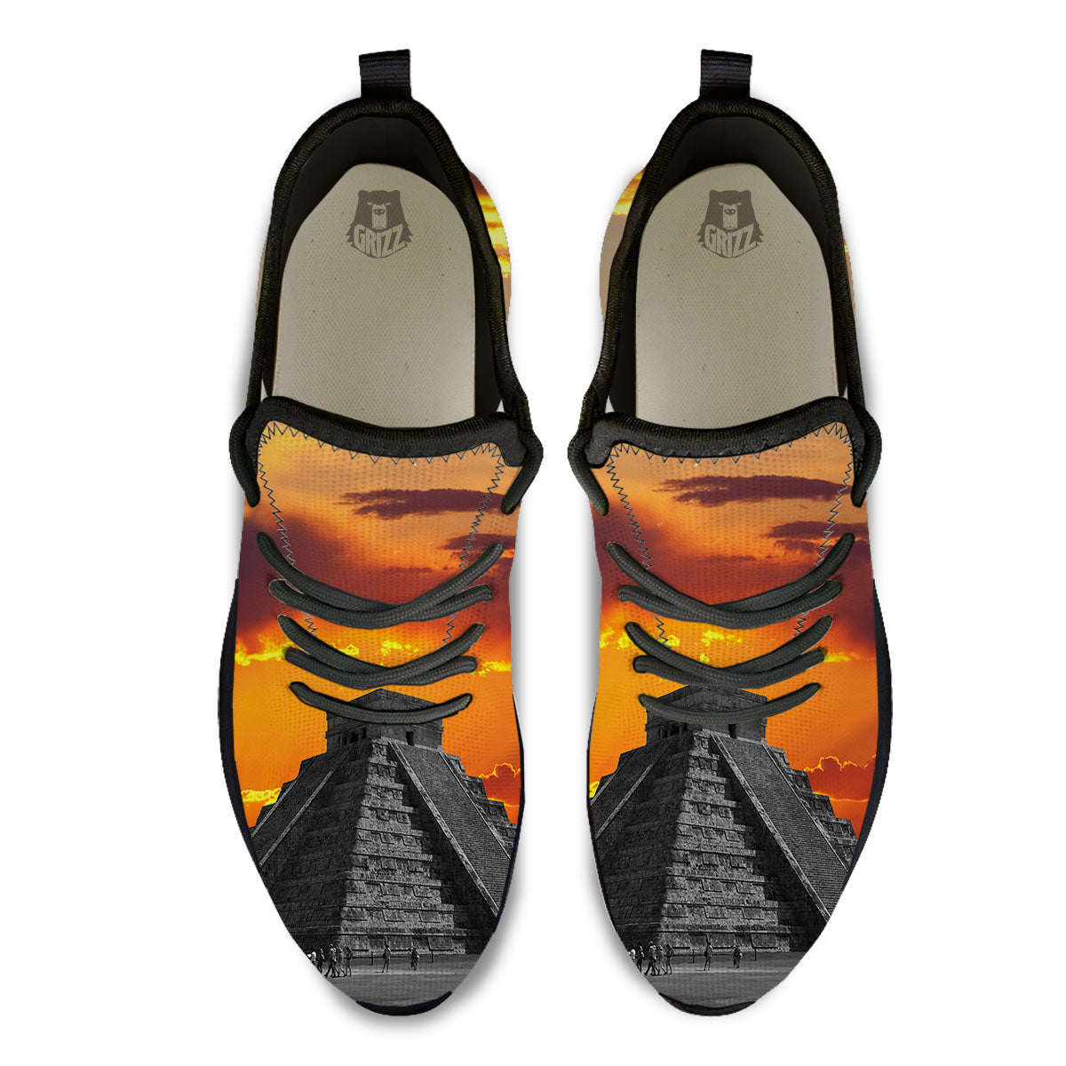 Civilization Mayan Print Black Athletic Shoes-grizzshop