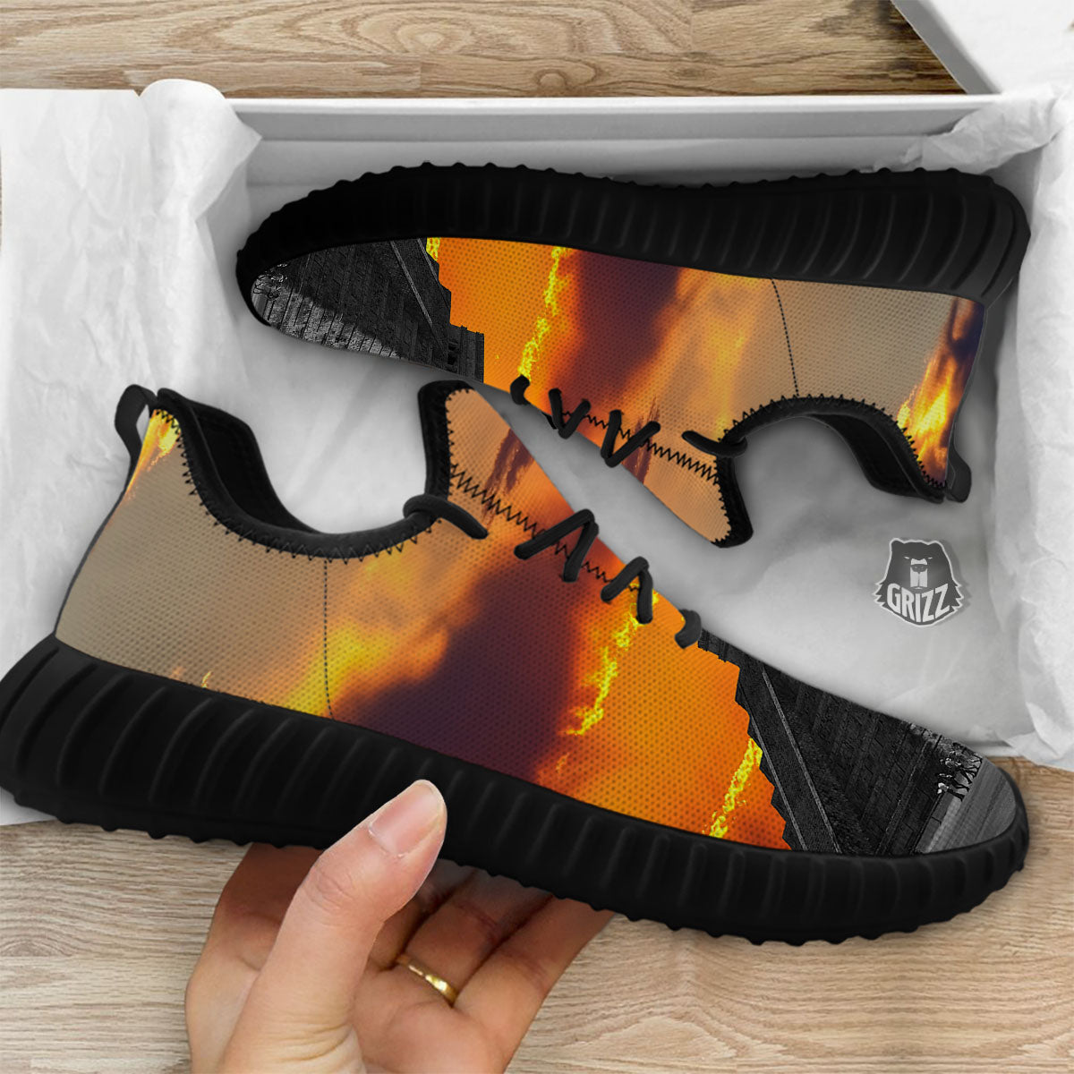 Civilization Mayan Print Black Walking Shoes-grizzshop