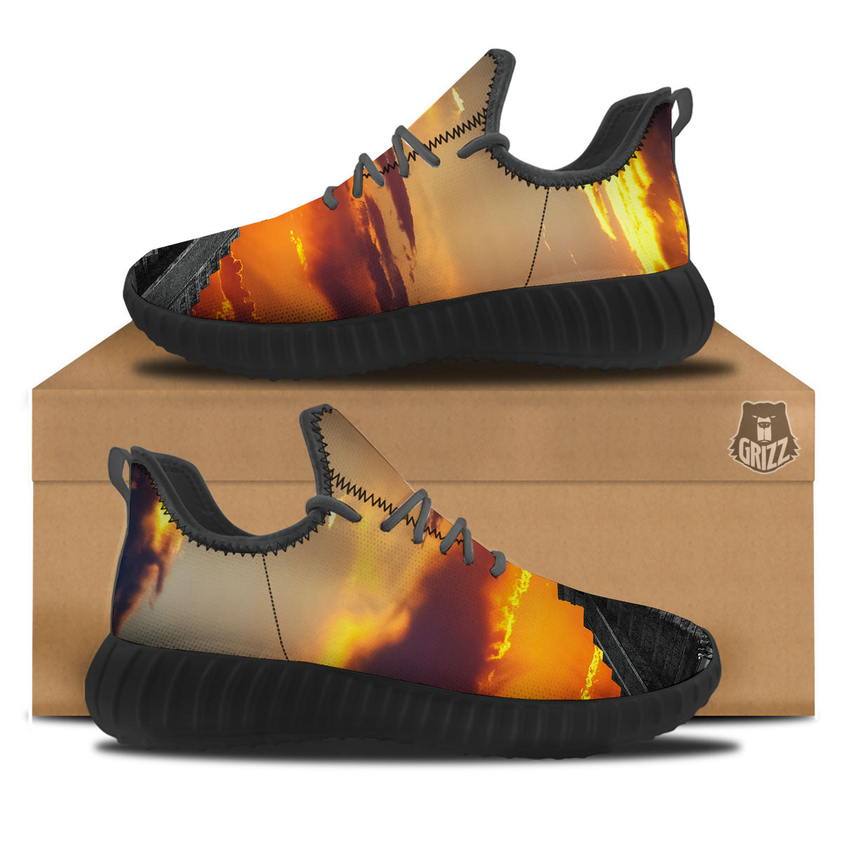 Civilization Mayan Print Black Walking Shoes-grizzshop