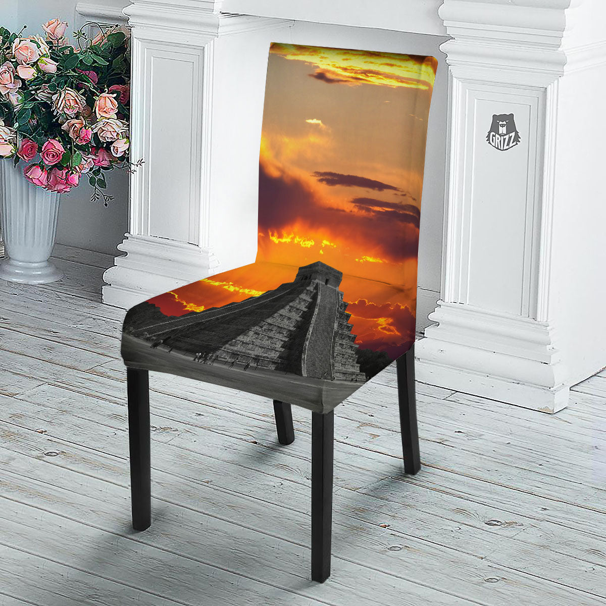 Civilization Mayan Print Dining Chair Slipcover-grizzshop