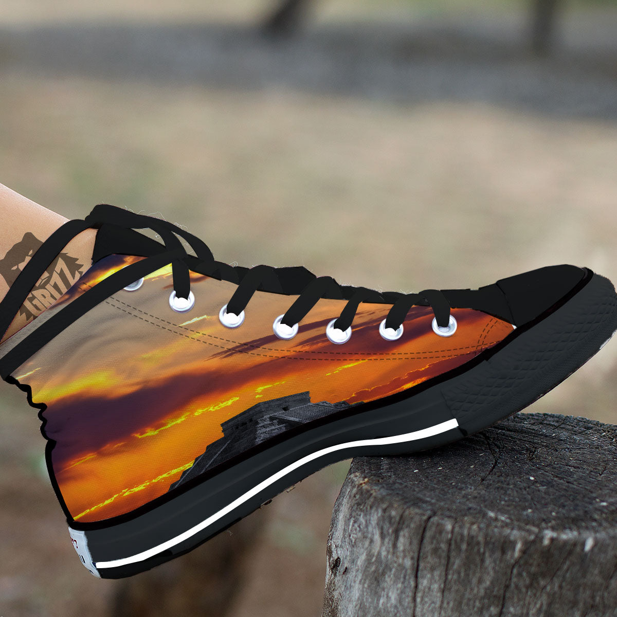 Civilization Mayan Print High Top Shoes-grizzshop