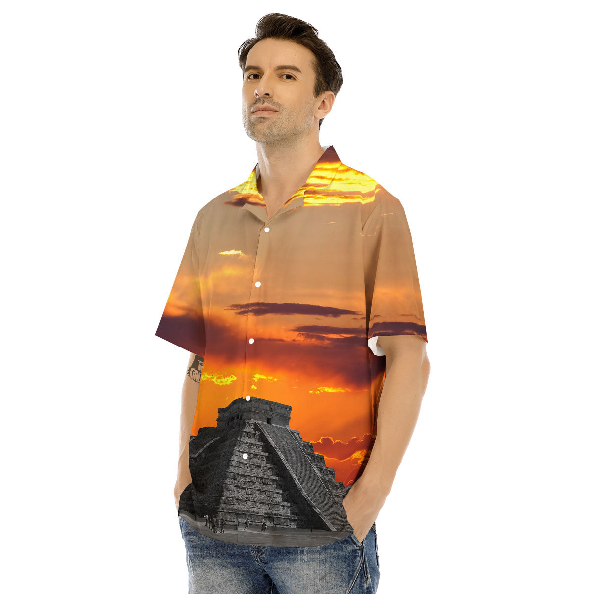 Civilization Mayan Print Men's Hawaiian Shirt-grizzshop