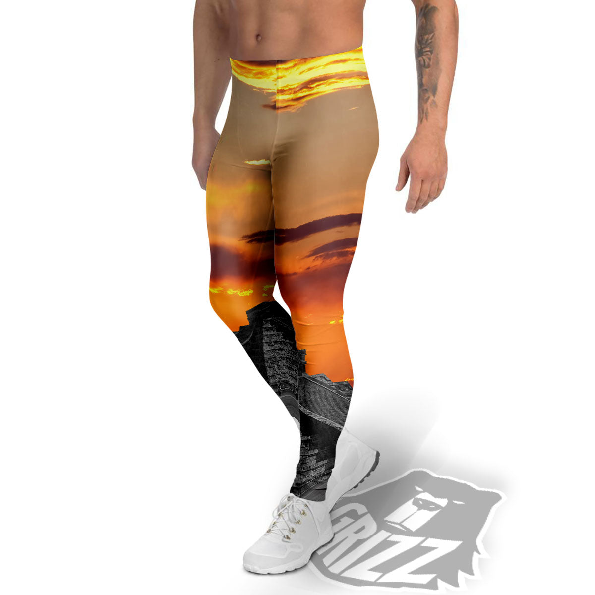 Civilization Mayan Print Men's Leggings-grizzshop