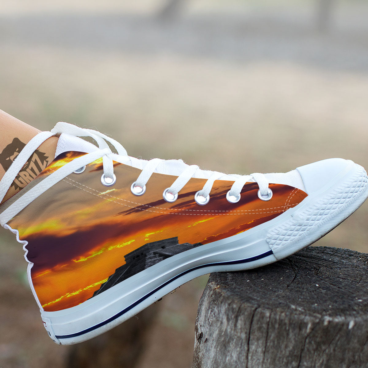 Civilization Mayan Print White High Top Shoes-grizzshop