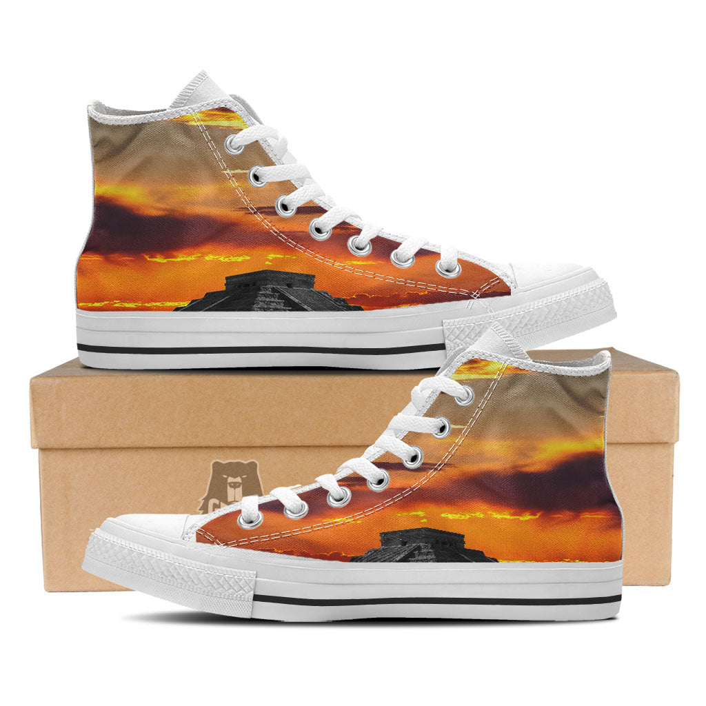 Civilization Mayan Print White High Top Shoes-grizzshop