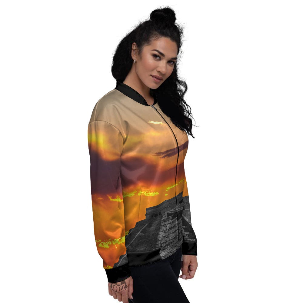 Civilization Mayan Print Women's Bomber Jacket-grizzshop