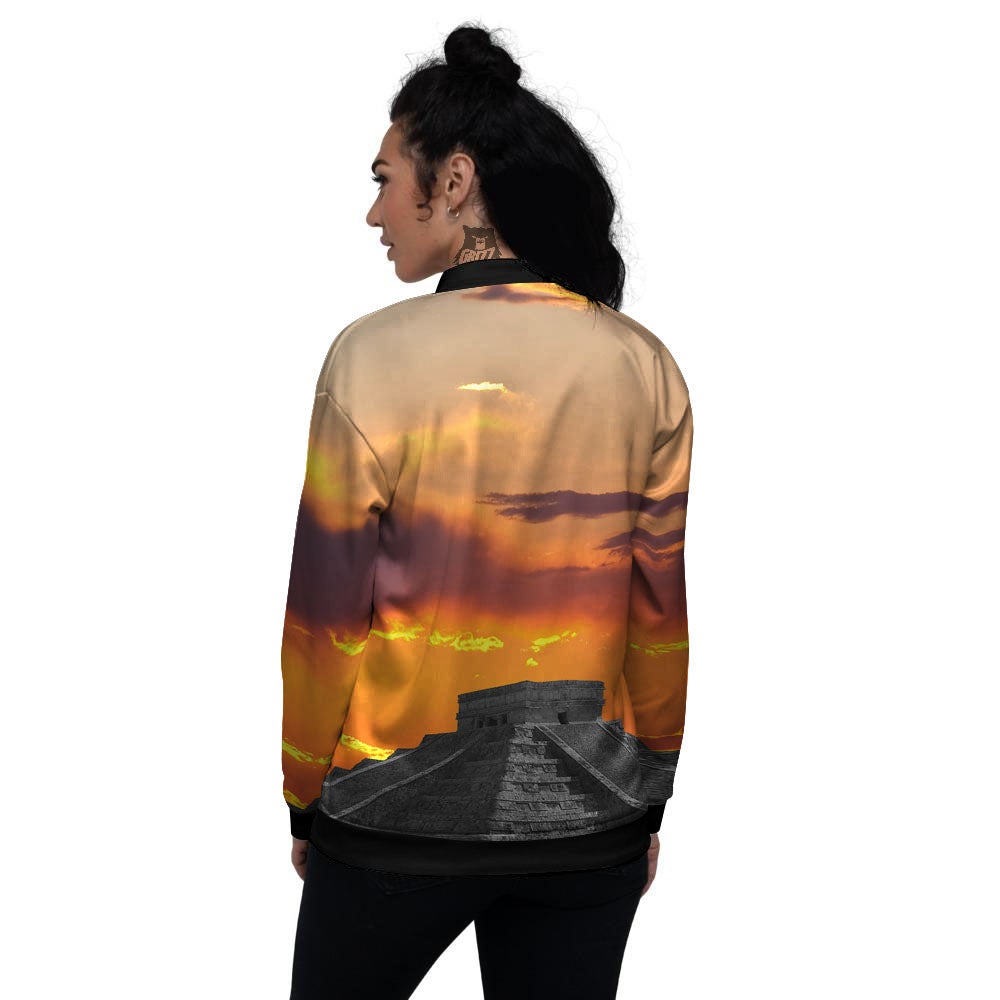Civilization Mayan Print Women's Bomber Jacket-grizzshop