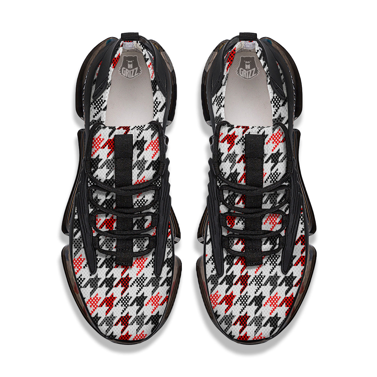 Classic Polka Dot In Houndstooth Print Pattern Black Gym Shoes-grizzshop