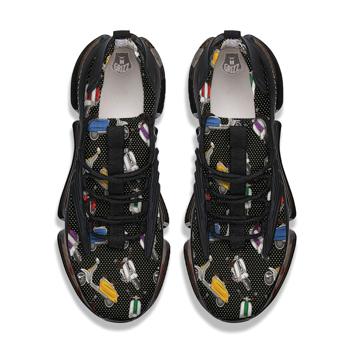 Classic Scooters Print Pattern Black Gym Shoes-grizzshop