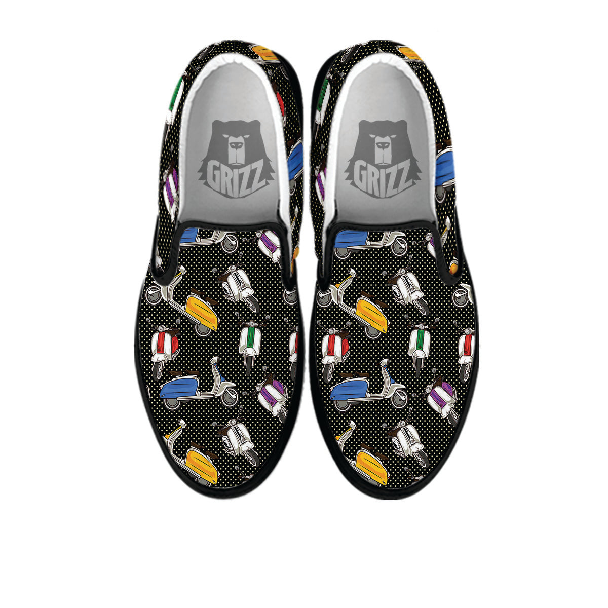 Classic Scooters Print Pattern Black Slip On Shoes-grizzshop