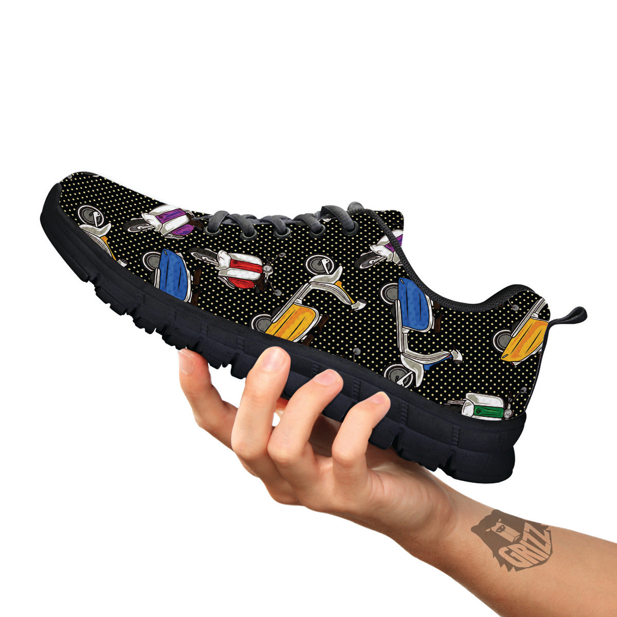 Classic Scooters Print Pattern Black Sneaker-grizzshop