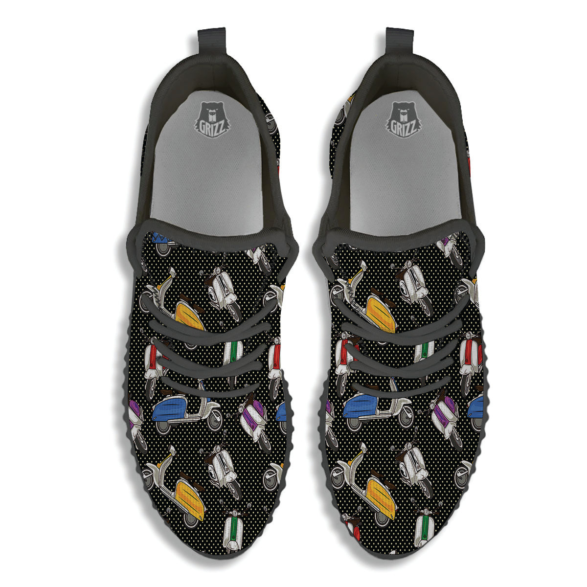 Classic Scooters Print Pattern Black Walking Shoes-grizzshop