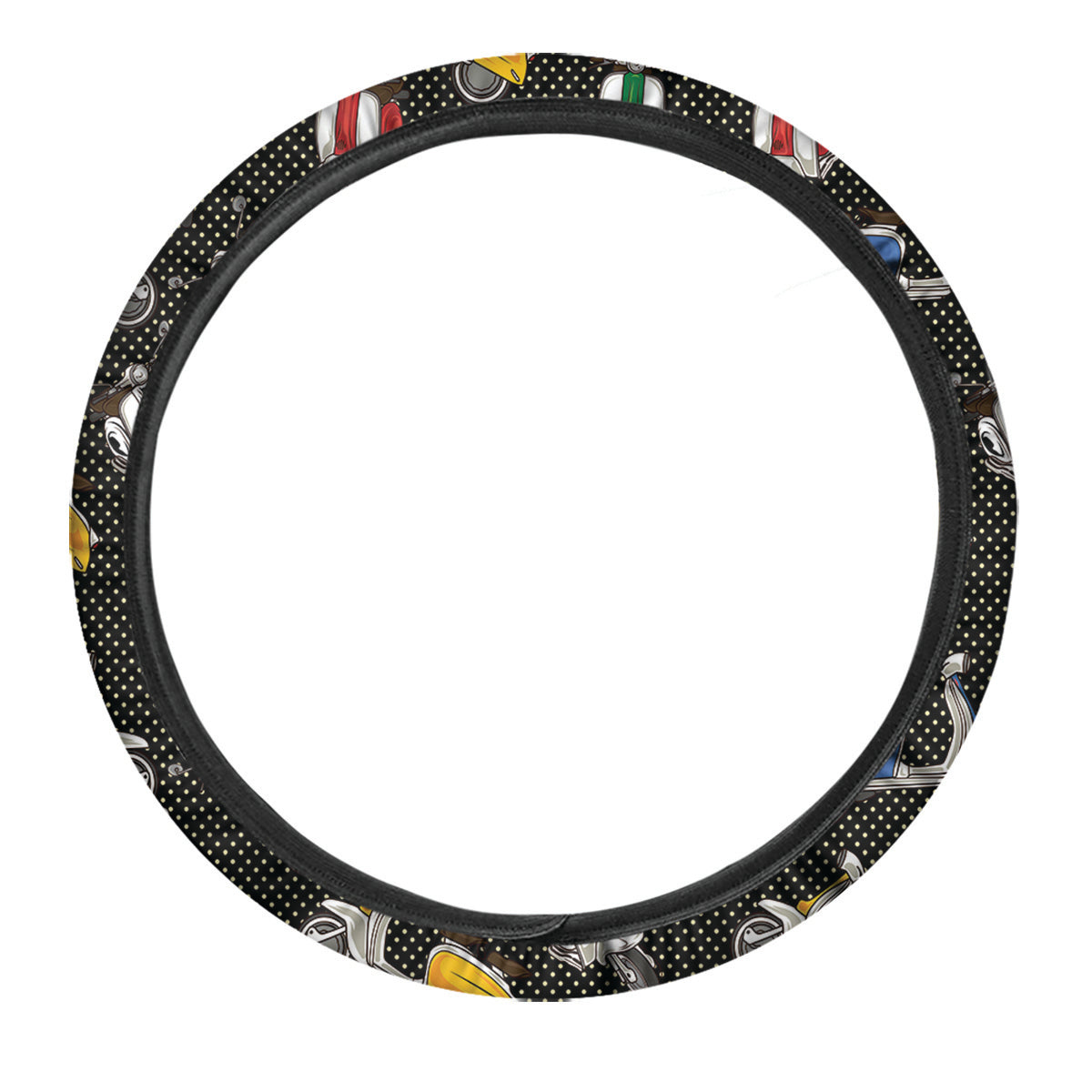 Classic Scooters Print Pattern Car Steering Wheel Cover-grizzshop