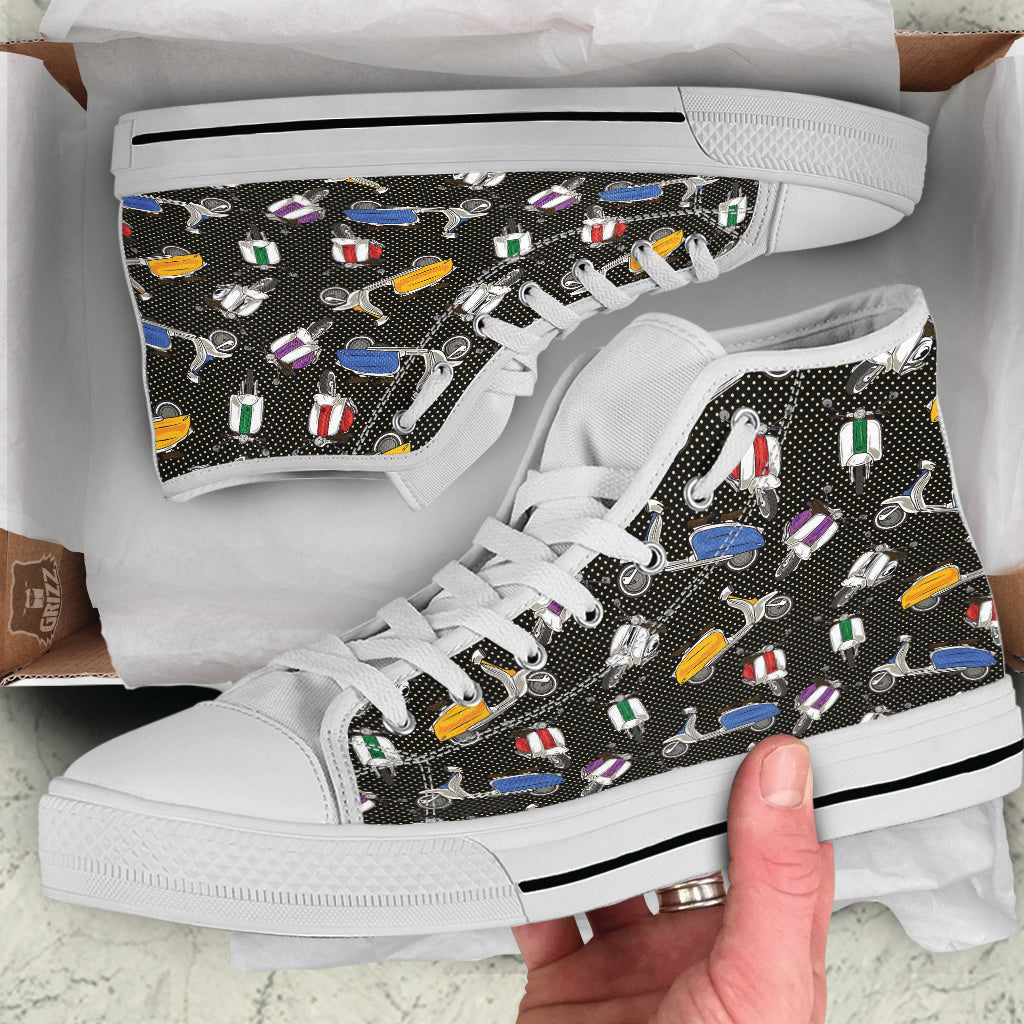 Classic Scooters Print Pattern White High Top Shoes-grizzshop
