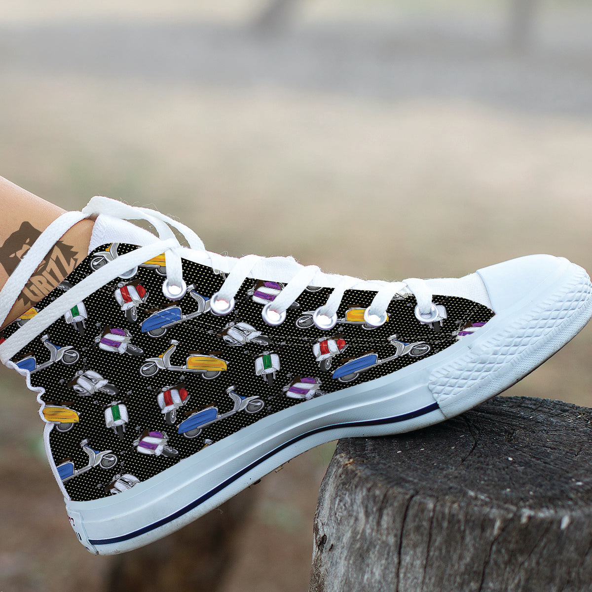 Classic Scooters Print Pattern White High Top Shoes-grizzshop