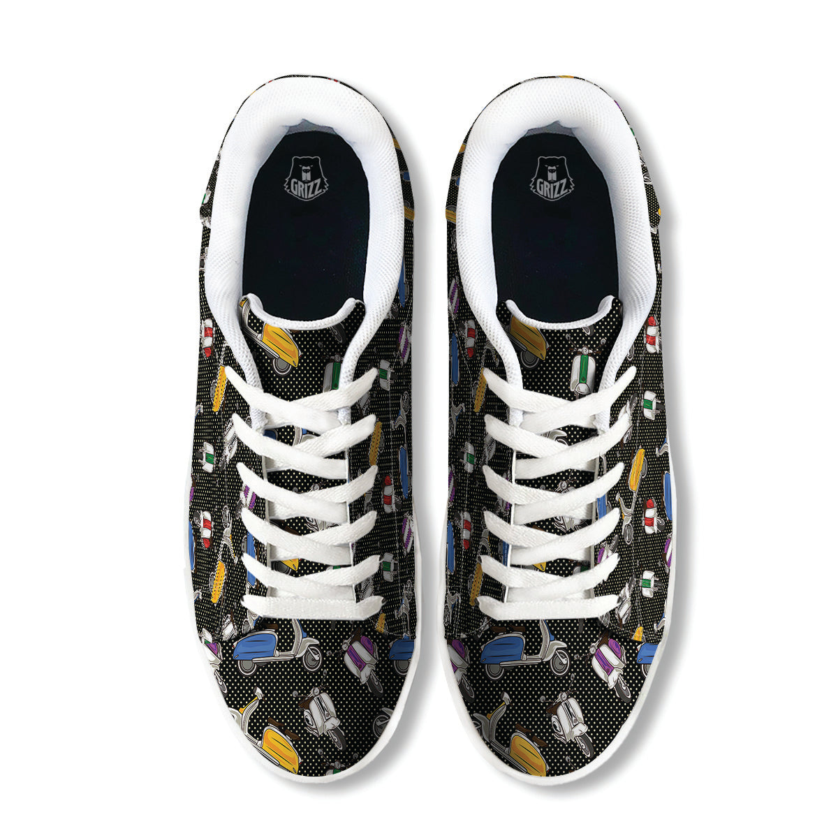 Classic Scooters Print Pattern White Low Top Sneakers-grizzshop