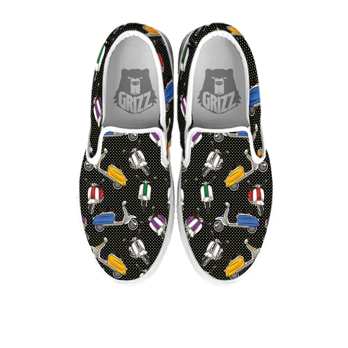 Classic Scooters Print Pattern White Slip On Shoes-grizzshop