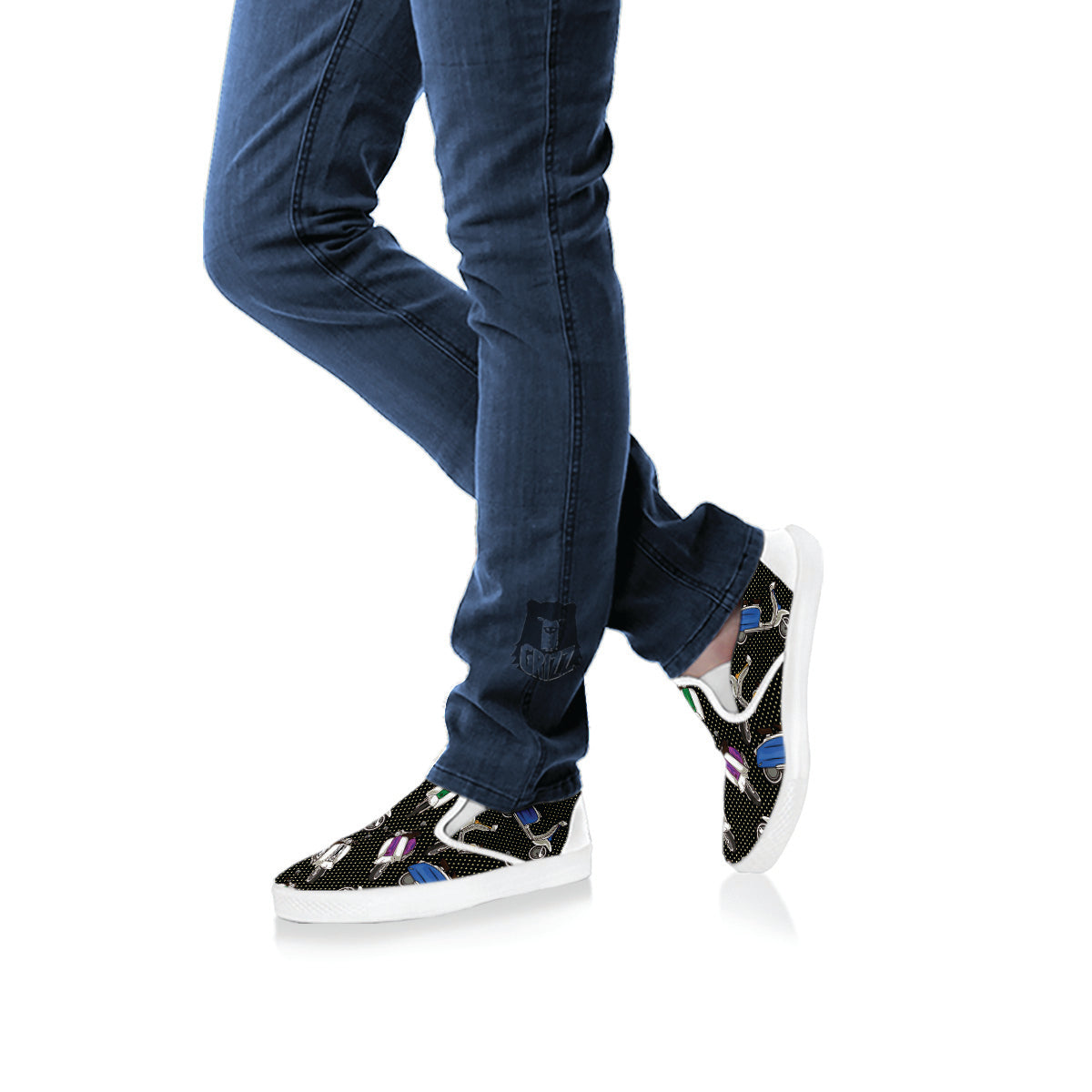 Classic Scooters Print Pattern White Slip On Shoes-grizzshop