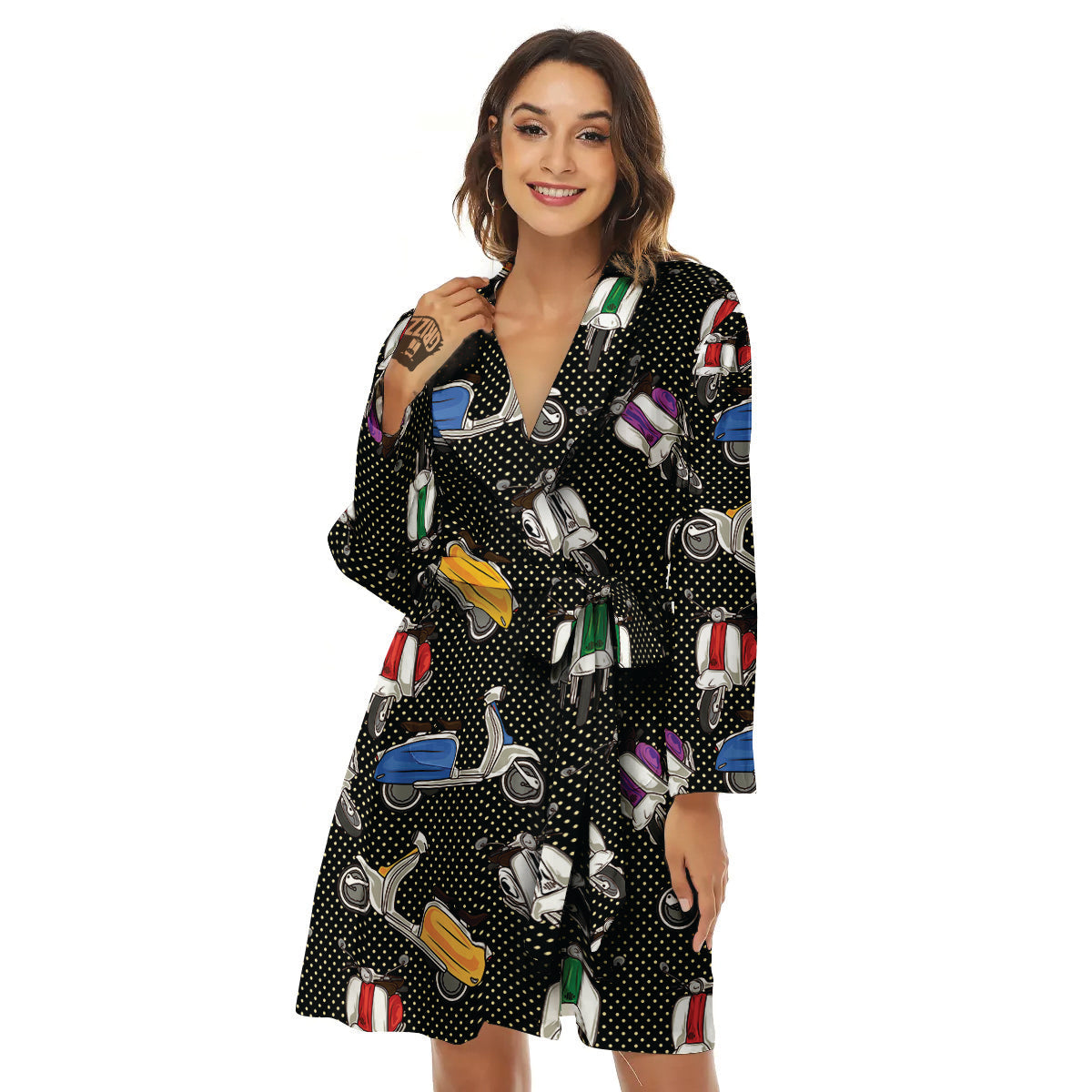 Classic Scooters Print Pattern Women's Robe-grizzshop