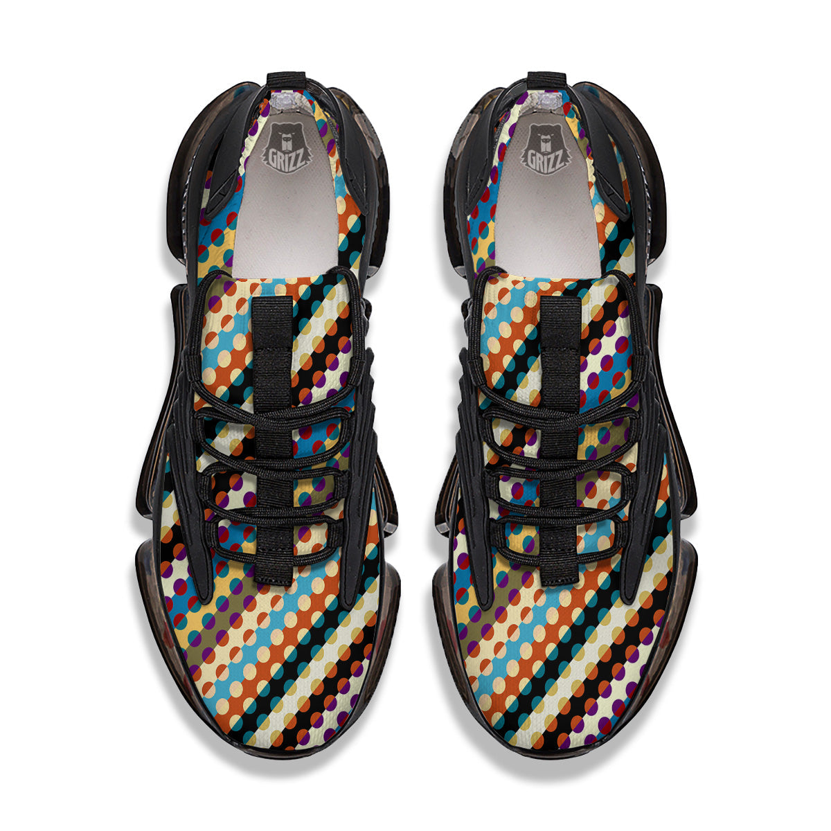 Classic Stripe Polka Dot Print Pattern Black Gym Shoes-grizzshop