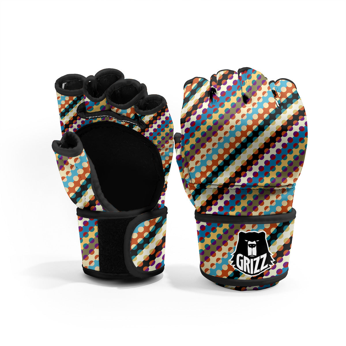 Classic Stripe Polka Dot Print Pattern MMA Gloves-grizzshop