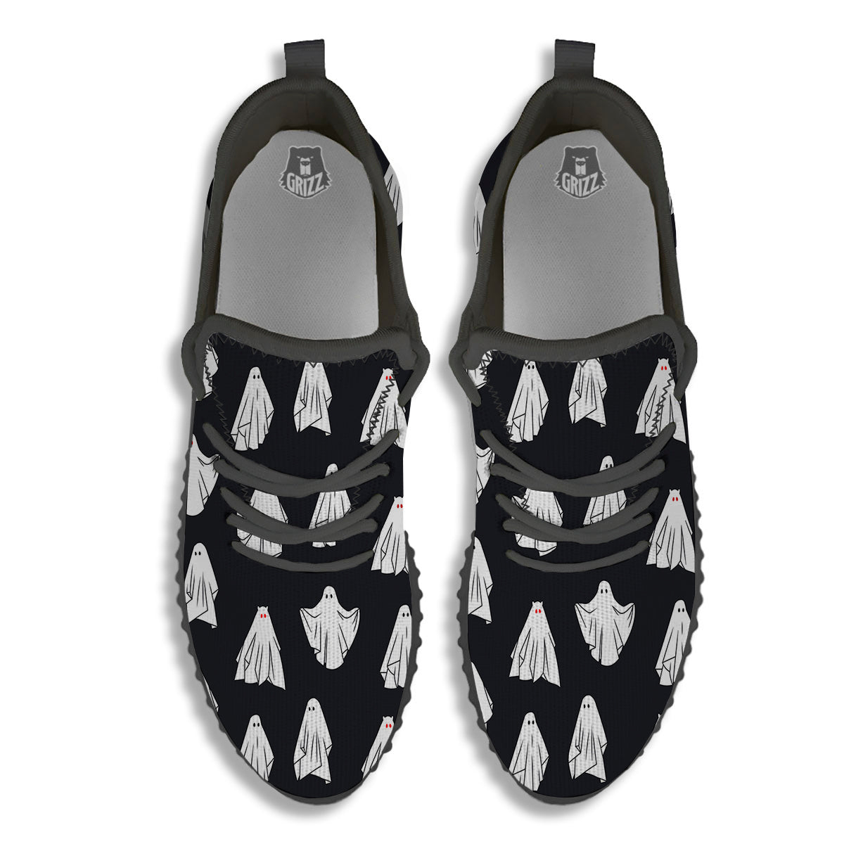 Cloth Ghosts Cartoon Print Pattern Black Walking Shoes-grizzshop