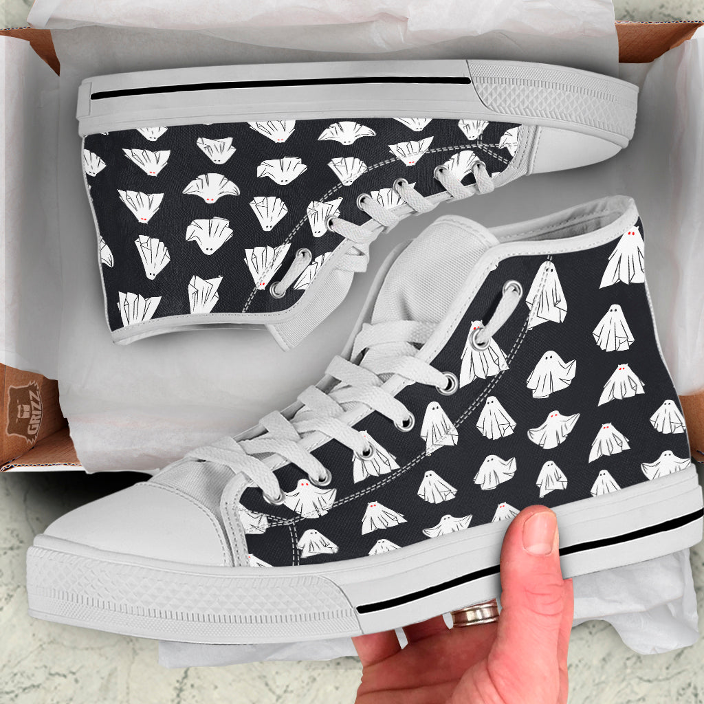 Cloth Ghosts Cartoon Print Pattern White High Top Shoes-grizzshop