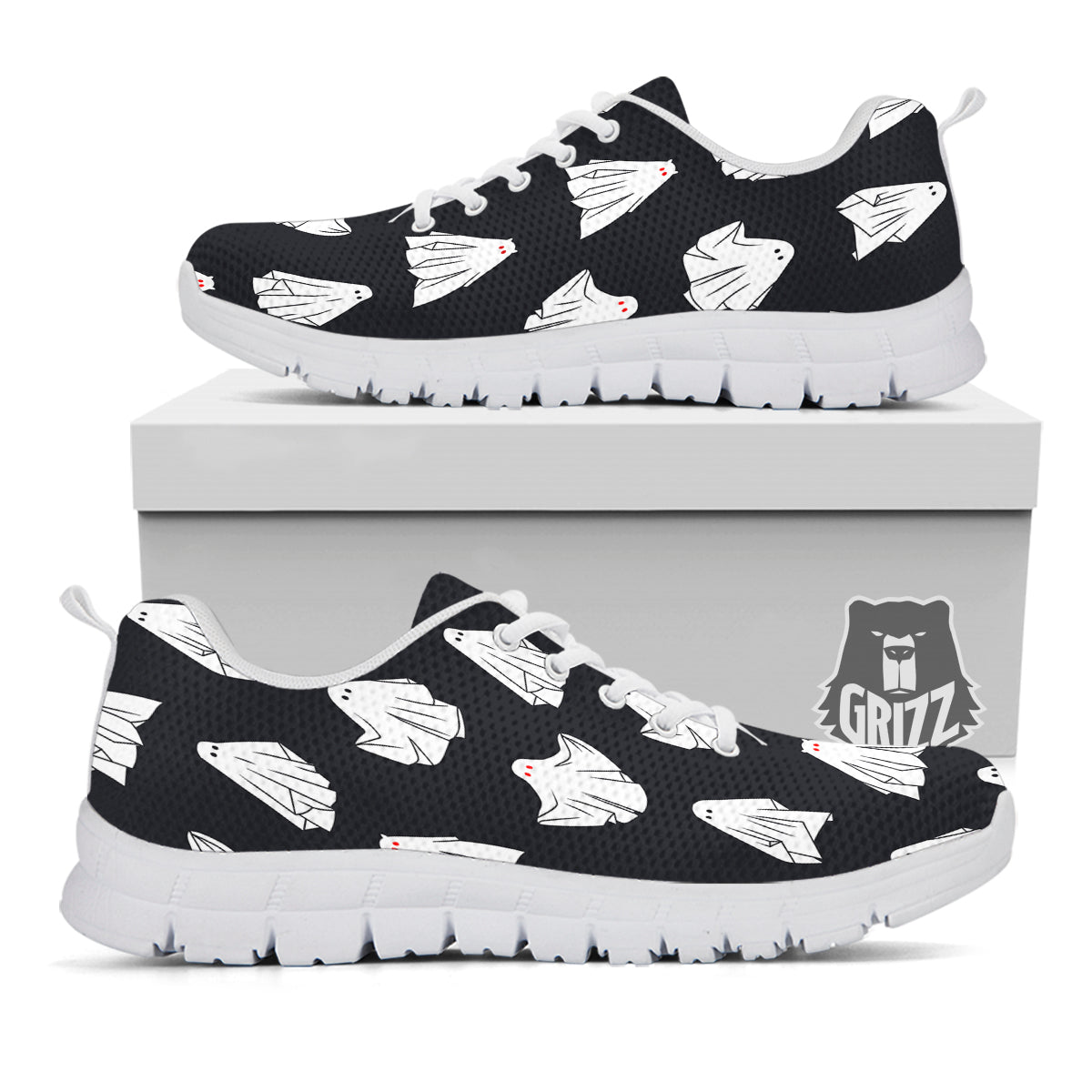 Cloth Ghosts Cartoon Print Pattern White Sneaker-grizzshop