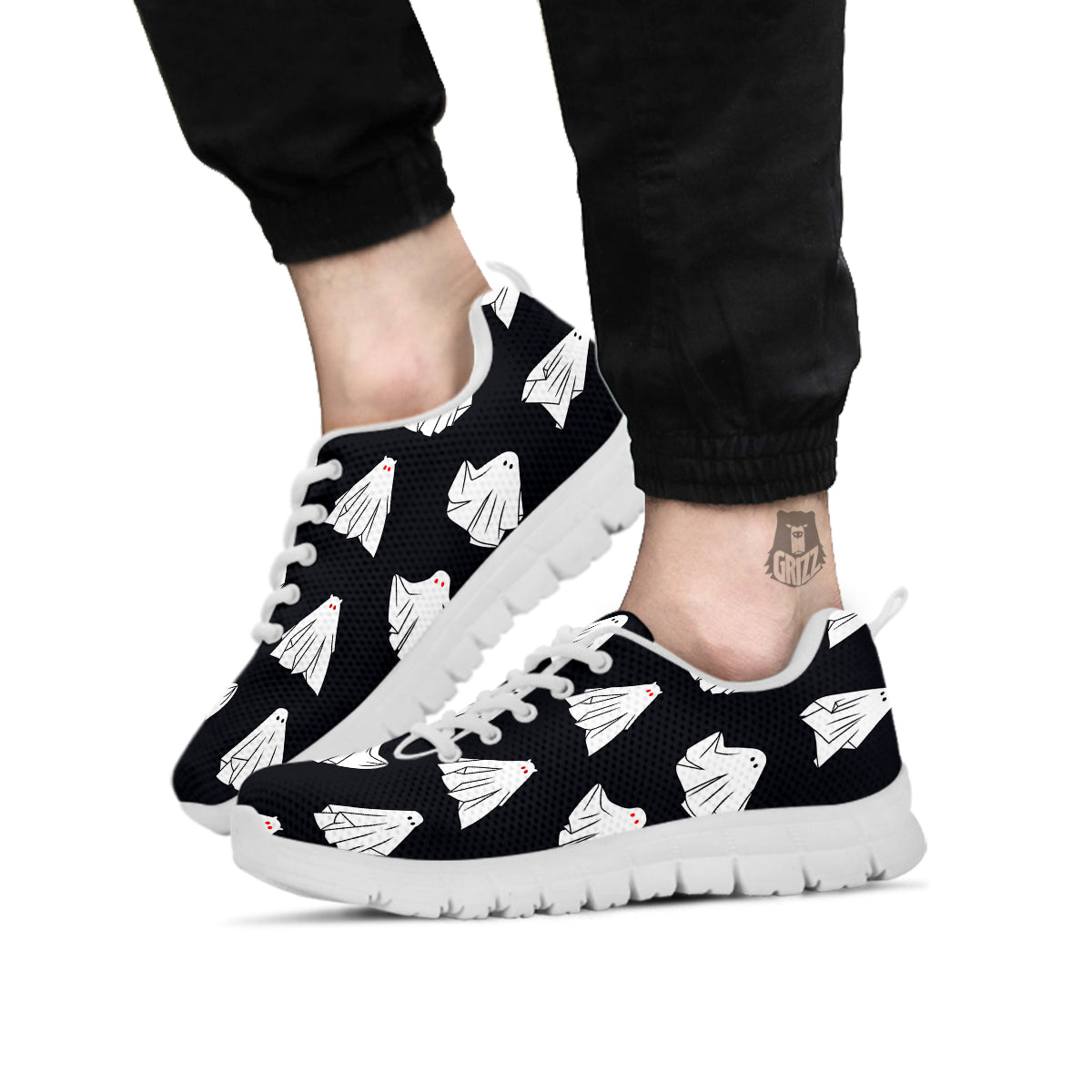 Cloth Ghosts Cartoon Print Pattern White Sneaker-grizzshop