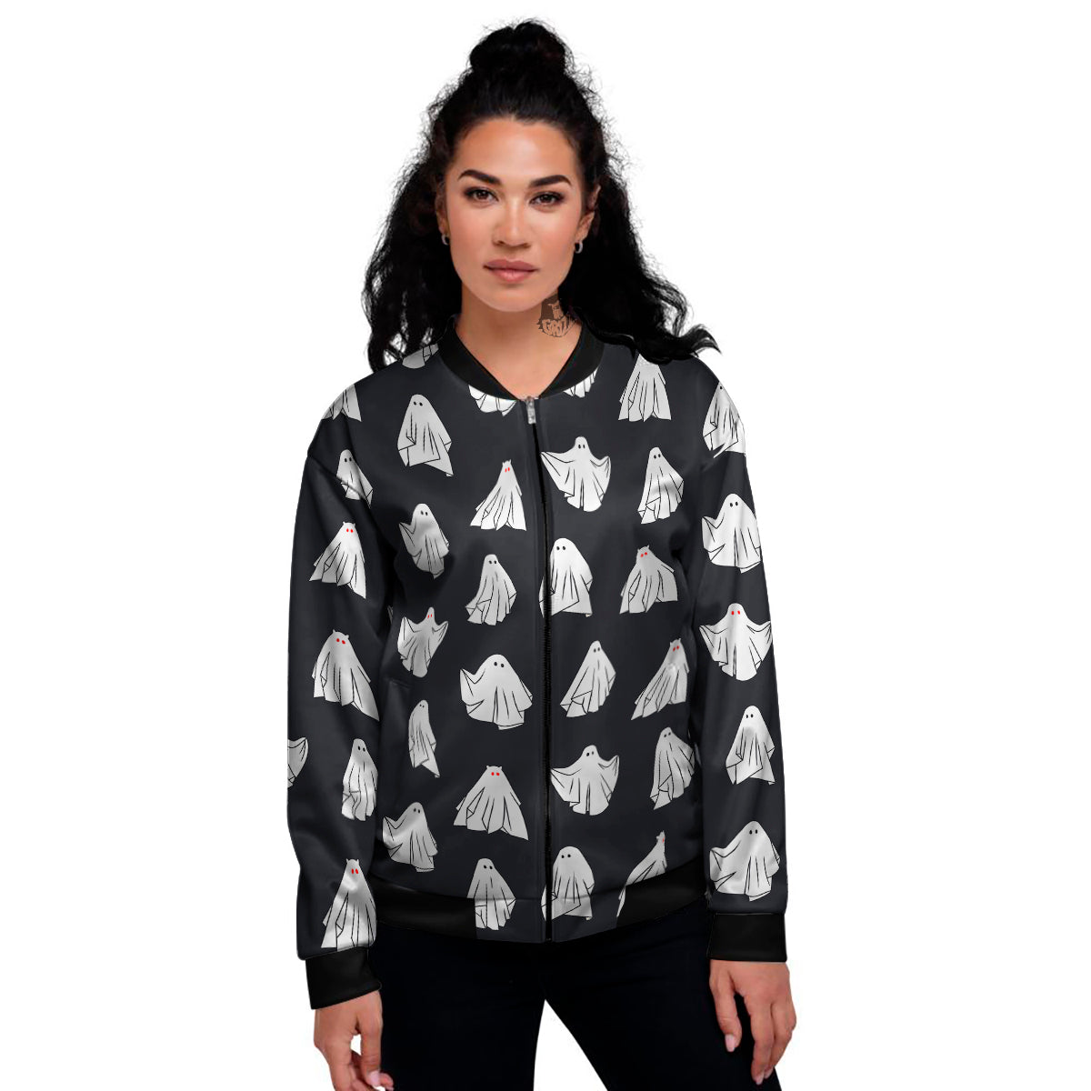 Cloth Ghosts Cartoon Print Pattern Women's Bomber Jacket-grizzshop