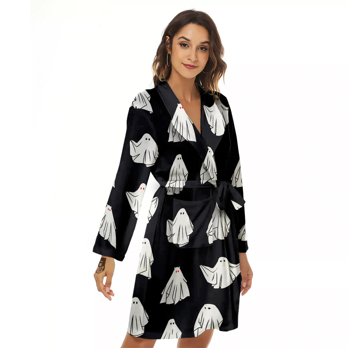 Cloth Ghosts Cartoon Print Pattern Women's Robe-grizzshop